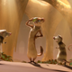 Buck Wild the one-eyed weasel salutes nobody as two possums look in disbelief.